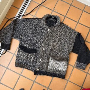 Amy Brill Lagenlook Patchwork Knit Cardigan Jacket – Handcrafted USA, One Size